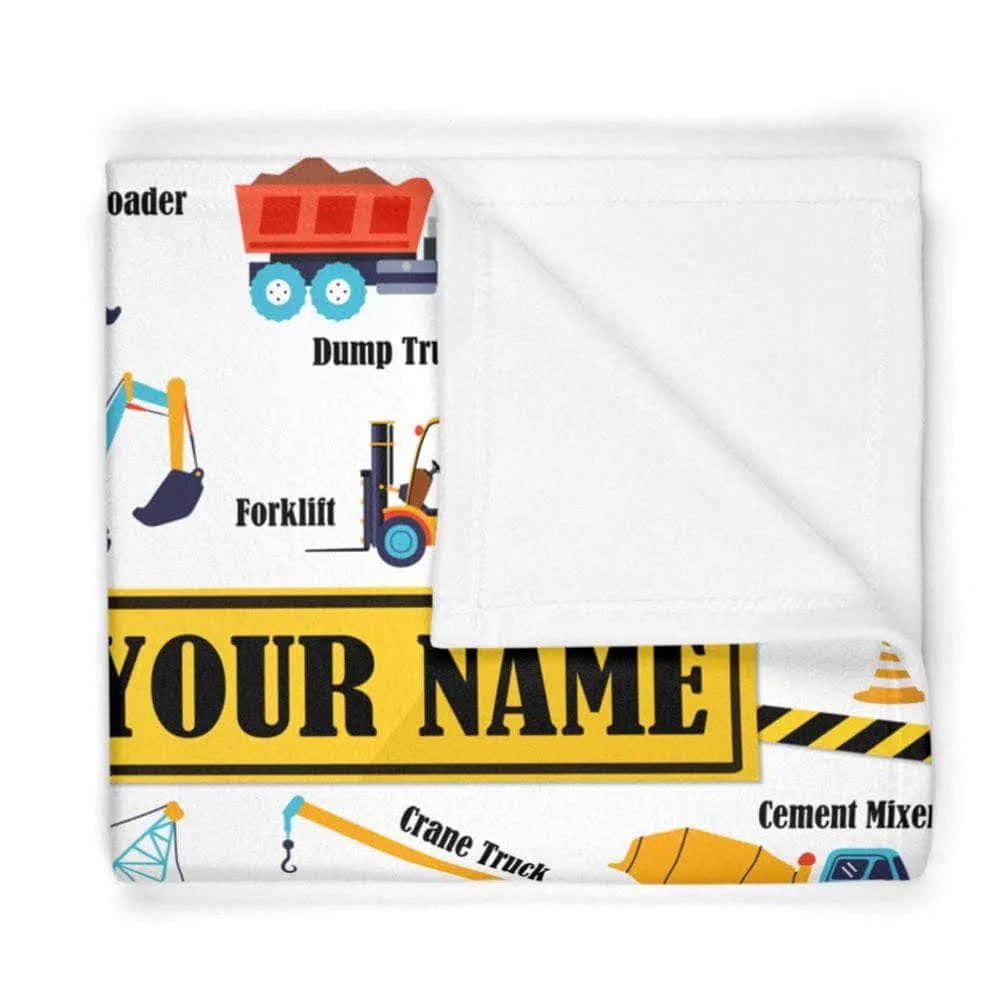 Construction Blanket, Trucks Blanket - Custom Name Blanket