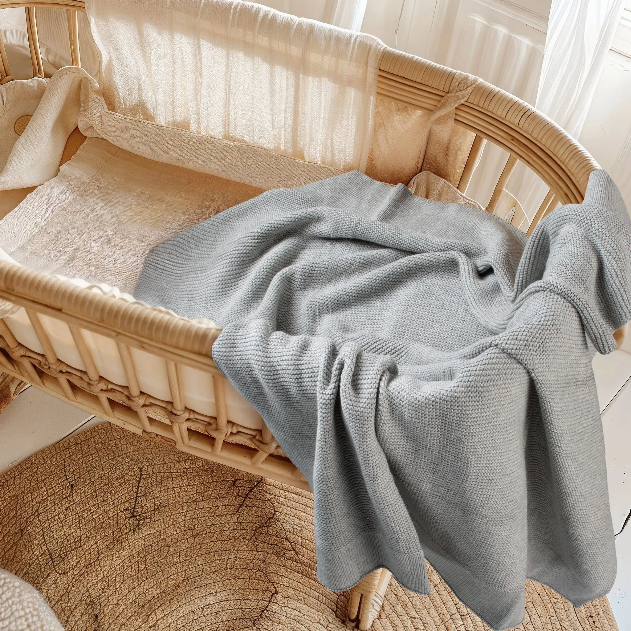 Cotton Classic Knit Baby Blanket | Dove Grey