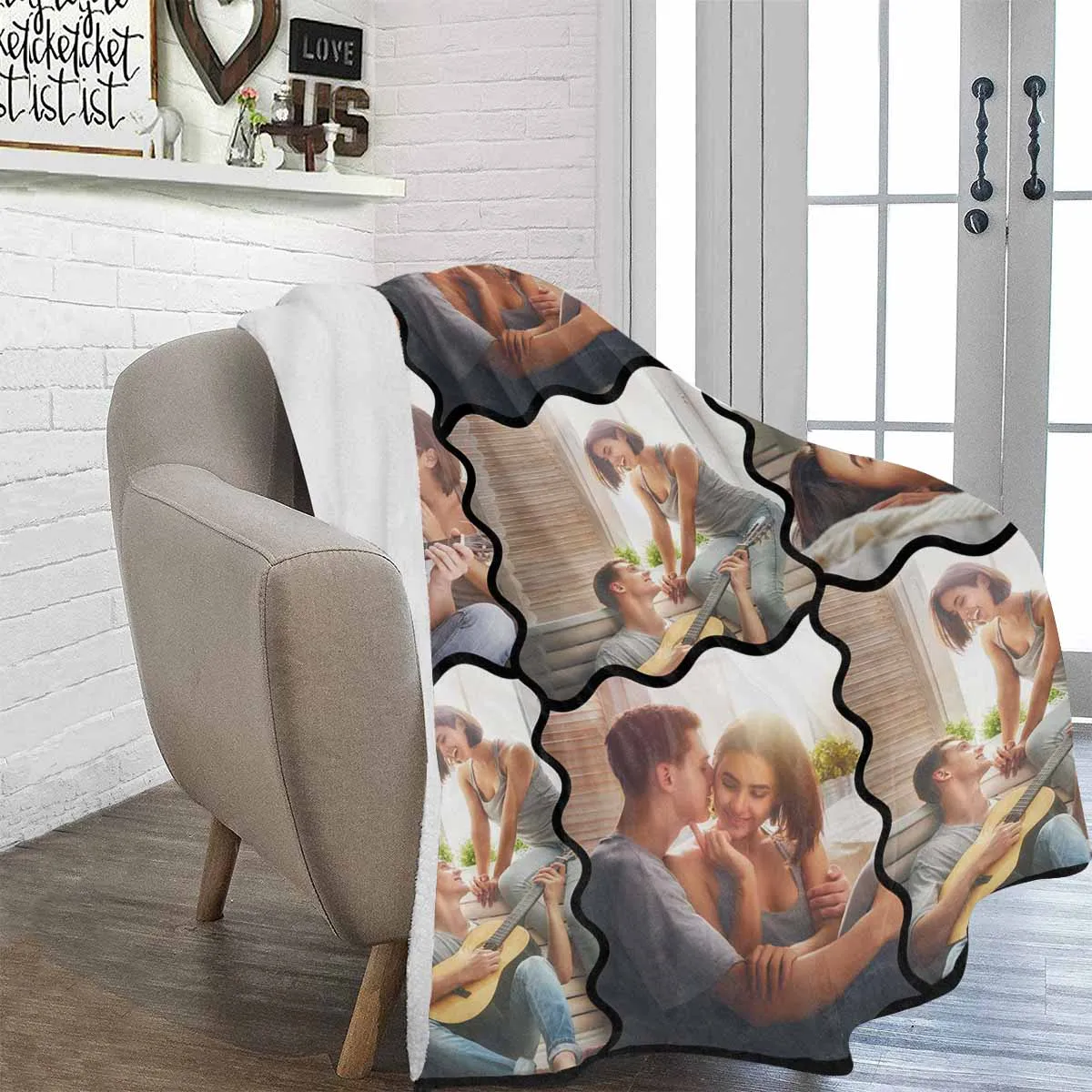 Custom Blanket with Photo Collages Photo Blanket Personalized for Anniversary Present (4 Photos Collage)