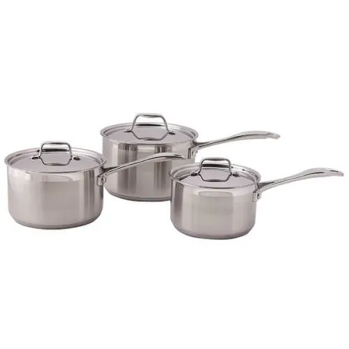 Dexam Supreme Stainless Steel 3 Piece Saucepan Set 16cm, 18cm, 20cm