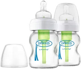 Dr Browns Natural Flow Options  2pk 5 Oz Glass Wide Neck Bottle Set - WB52700-P2