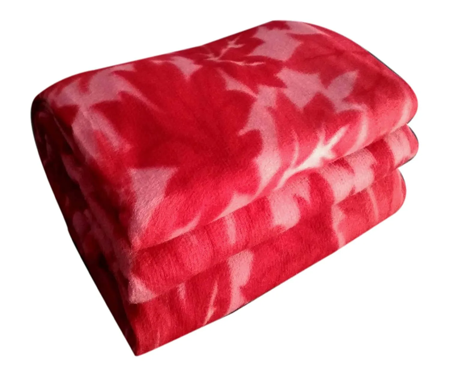 Dua Fashion Hub Leaf Print Woollen Quilt(Razai) Cover(Double Blanket/Quilt) (Red)