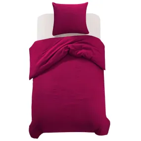 Duvet Cover Set Burgundy 155x220/80x80 cm