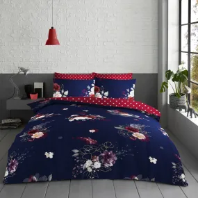 Eden Navy Printed Duvet Cover Set