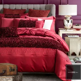 Elegant Look Red Bridal Quilt Set - 12 Pieces Set with Free Quilt Filling