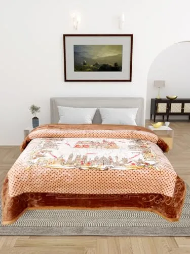 ELSTONE Home Cloudy Super Soft Fabric Floral Printed HeavyDuty Luxury Ultra 2 Ply Double Blanket for Winters with English Colors & Stylish Bag Packing Color#1