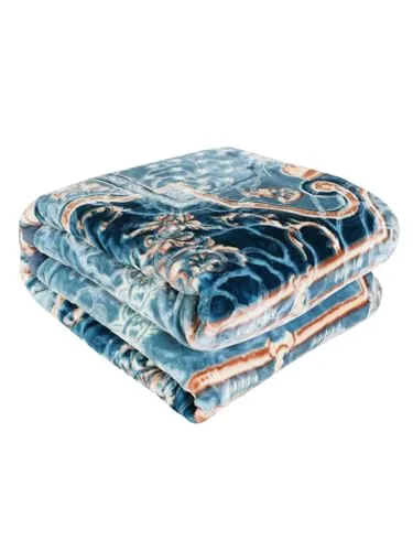 ELSTONE Home Cloudy Super Soft Fabric Floral Printed HeavyDuty Luxury Ultra 2 Ply Double Blanket for Winters with English Colors & Stylish Bag Packing Color#6