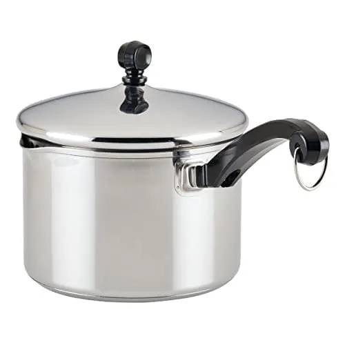 Farberware Classic Stainless Steel 3-Quart Covered Straining Saucepan - - Silver