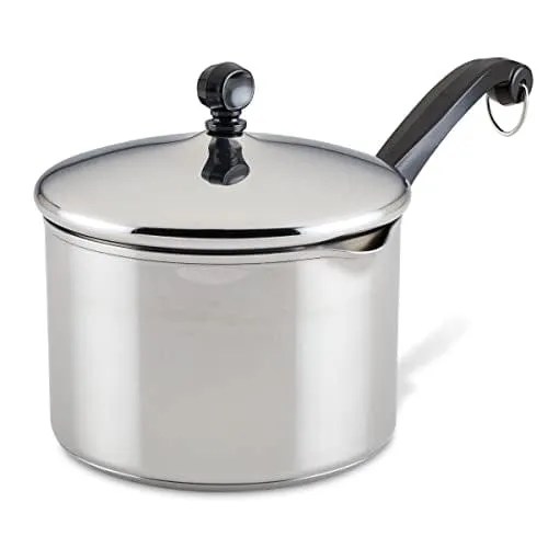 Farberware Classic Stainless Steel 3-Quart Covered Straining Saucepan - - Silver