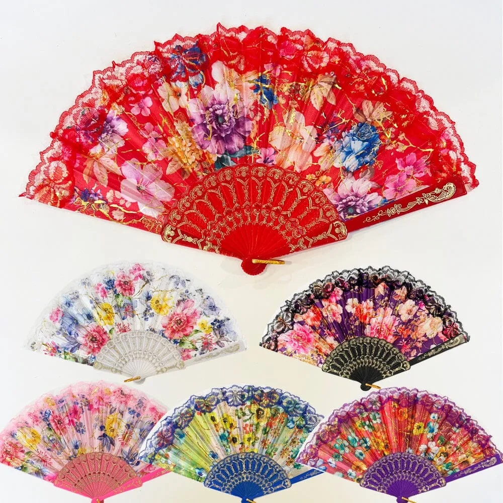 Fashion Flower Printed Fan 1014 (12 units)