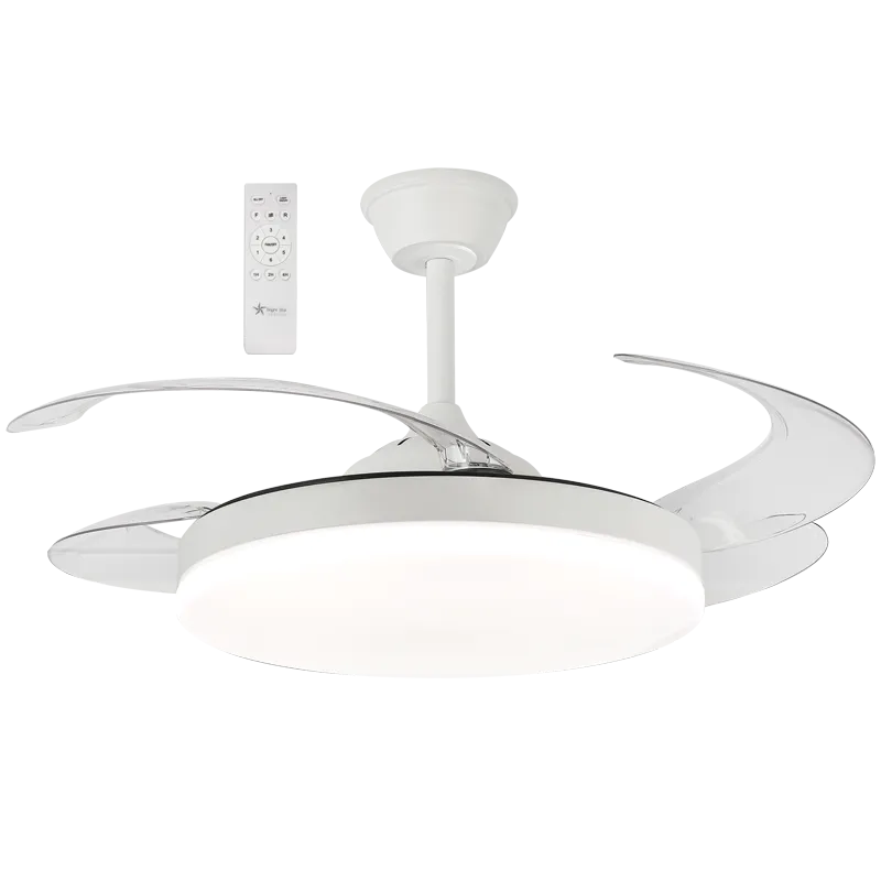 FCF092 WHITE RETRACTABLE FAN (CCT) BRIGHT STAR LIGHTING