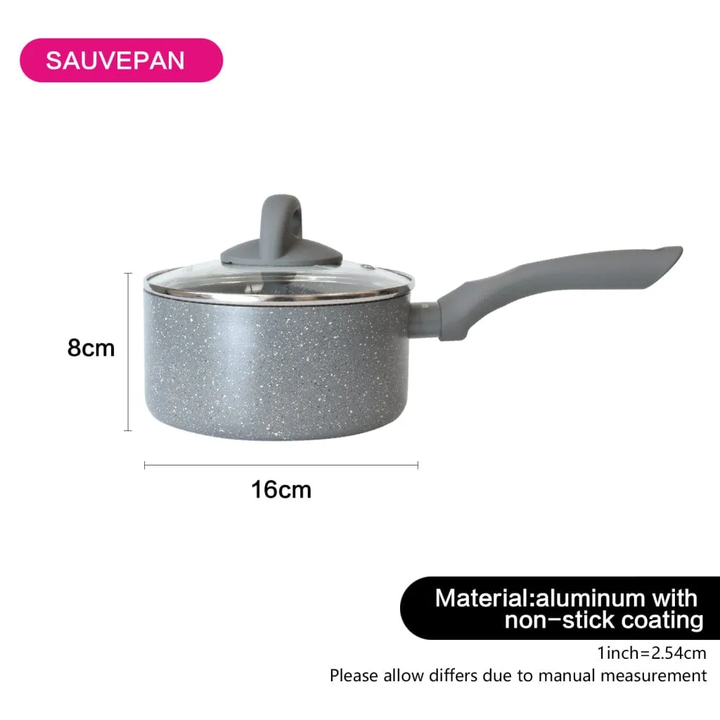 Fissman Aluminium Vulcano Series Non Stick Saucepan With Glass Lid Grey/Clear 16x8cm