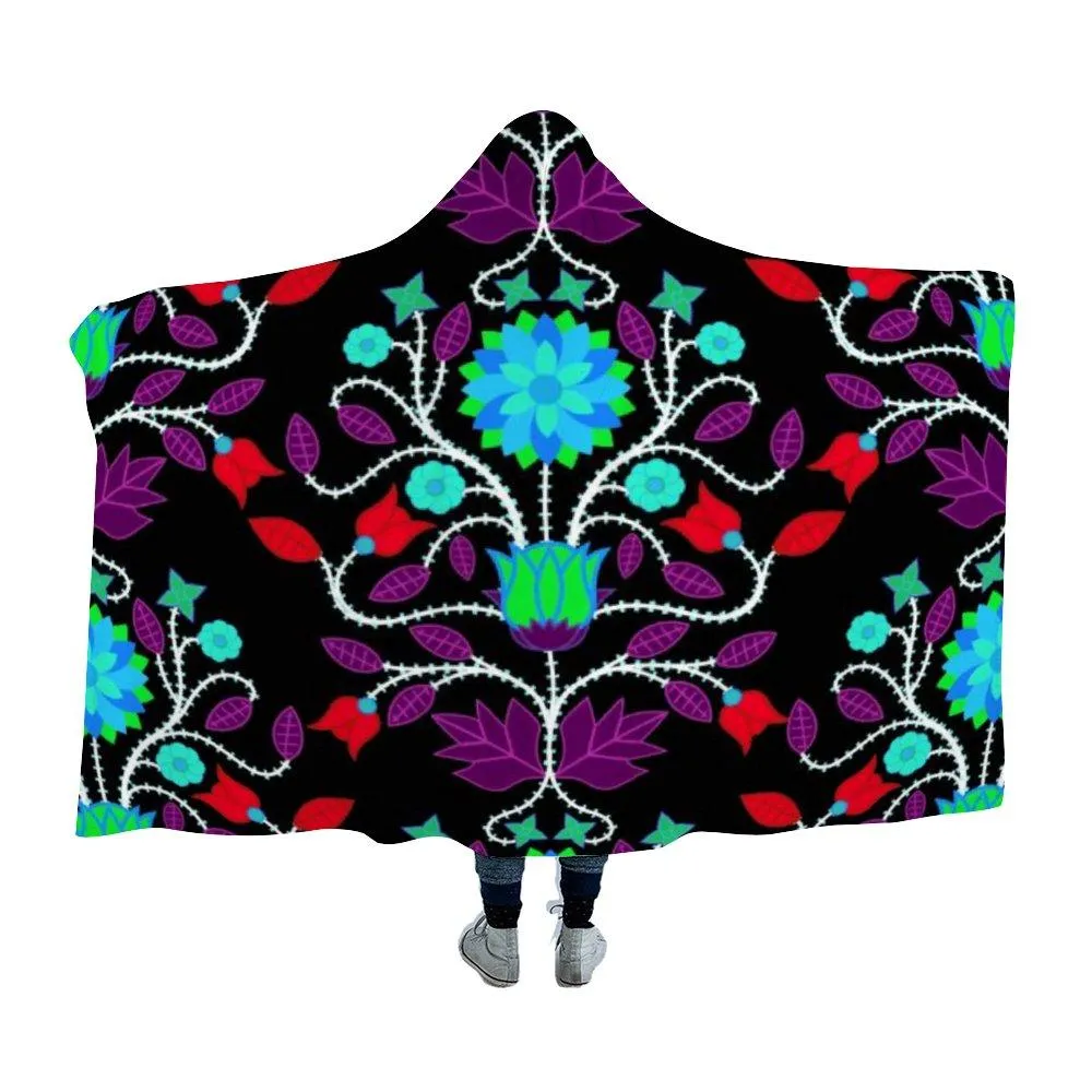 Floral Beadwork Four Clans Winter Hooded Blanket