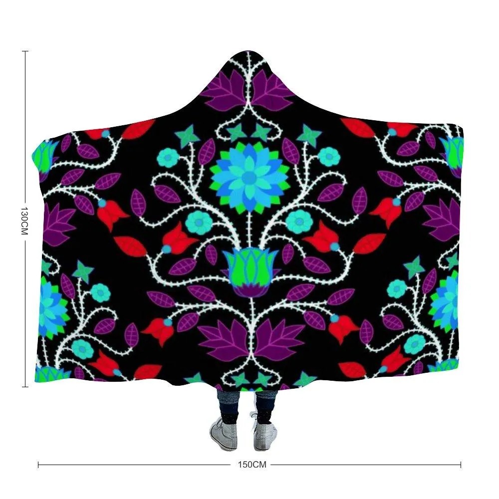 Floral Beadwork Four Clans Winter Hooded Blanket