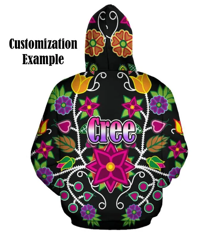 Floral Beadwork Four Clans Winter Hooded Blanket