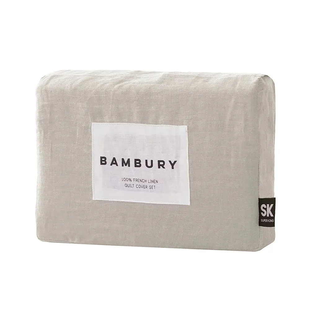 French Linen Quilt Cover Set by Bambury - Pebble