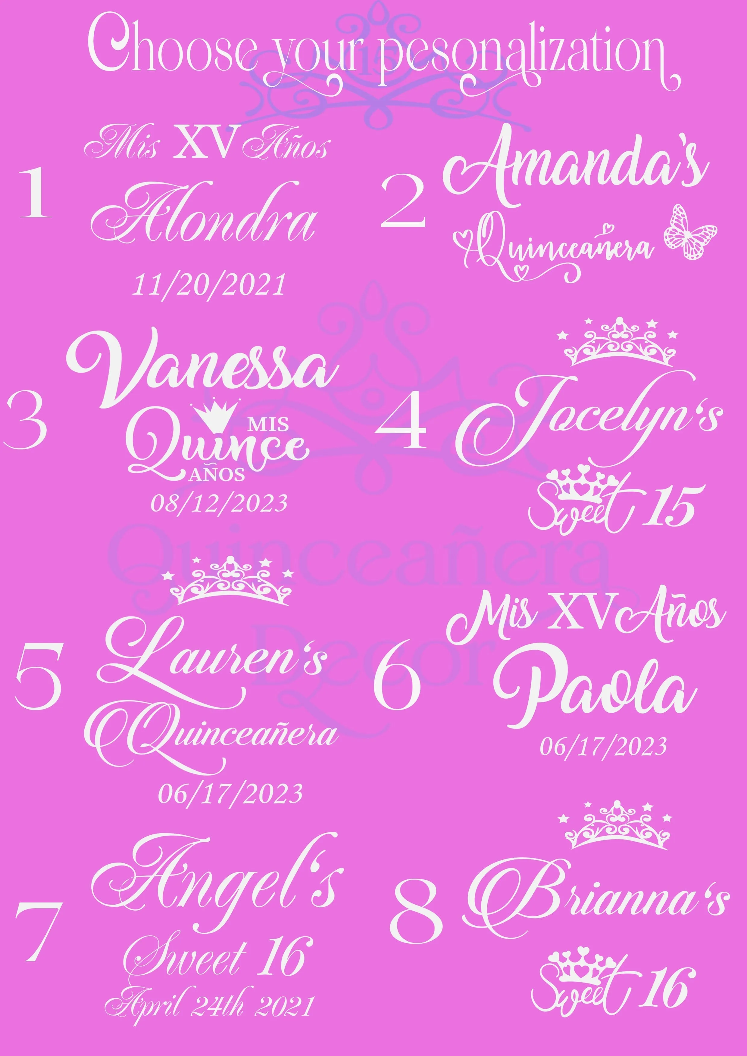 Fuchsia quinceanera brindis package with bottle