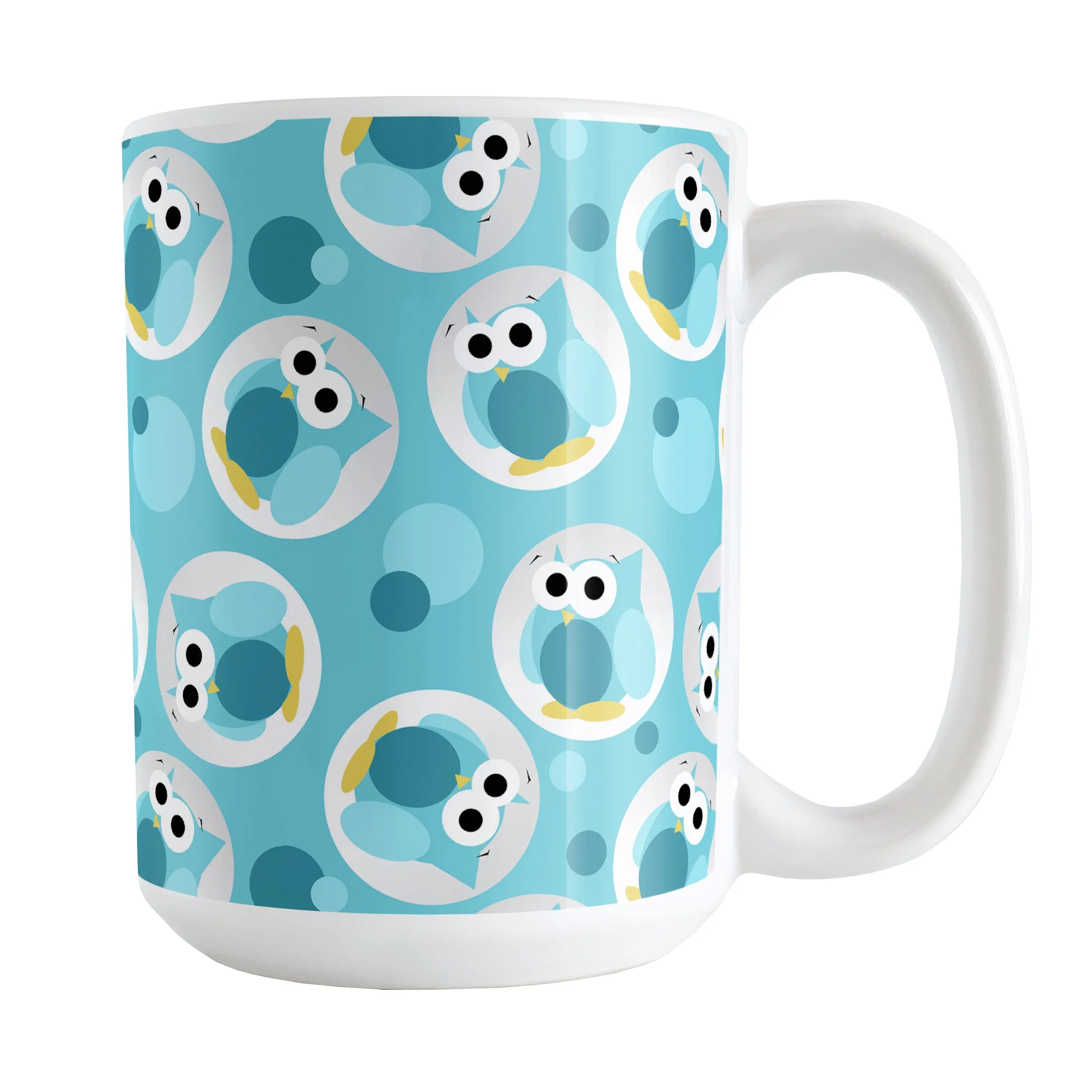 Funny Cute Turquoise Owl Pattern Mug