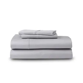 GhostBed Full Cooling Supima Cotton and Tencel Luxury Sheet Set - Wrinkle Resistant with Deep Pockets, 4 Piece, Gray