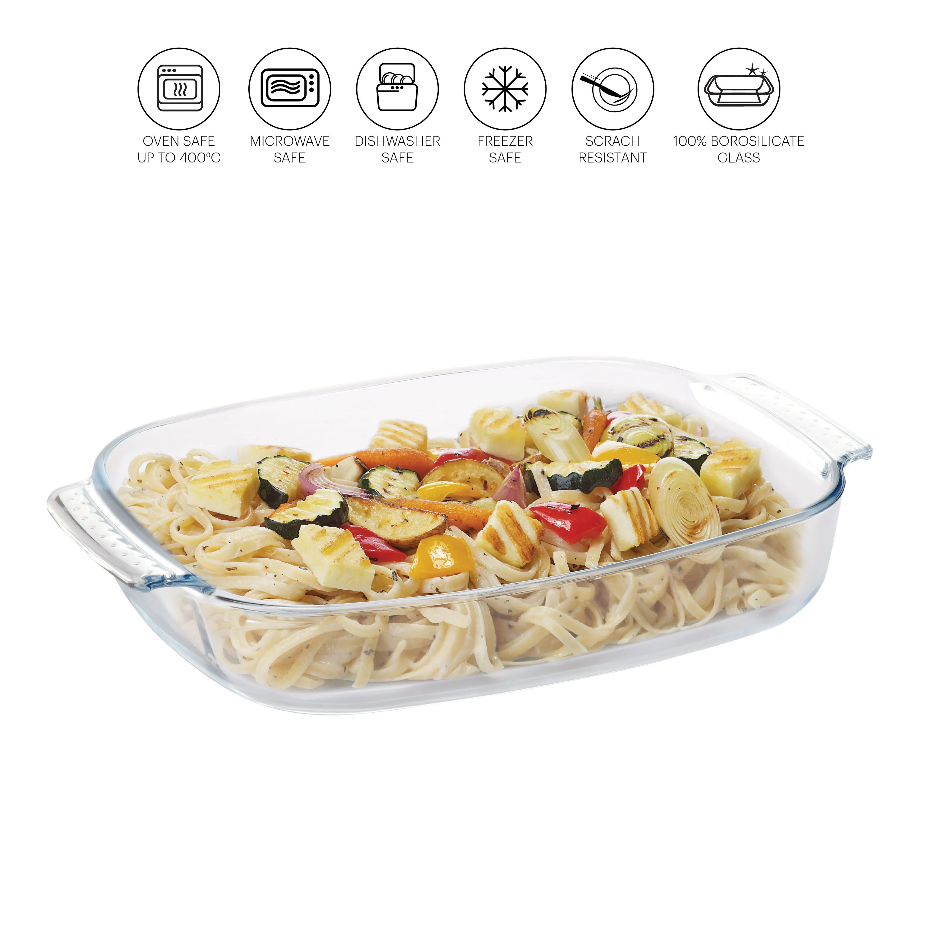 Giacinta Rectangle Glass Baking Dish, 2700ml