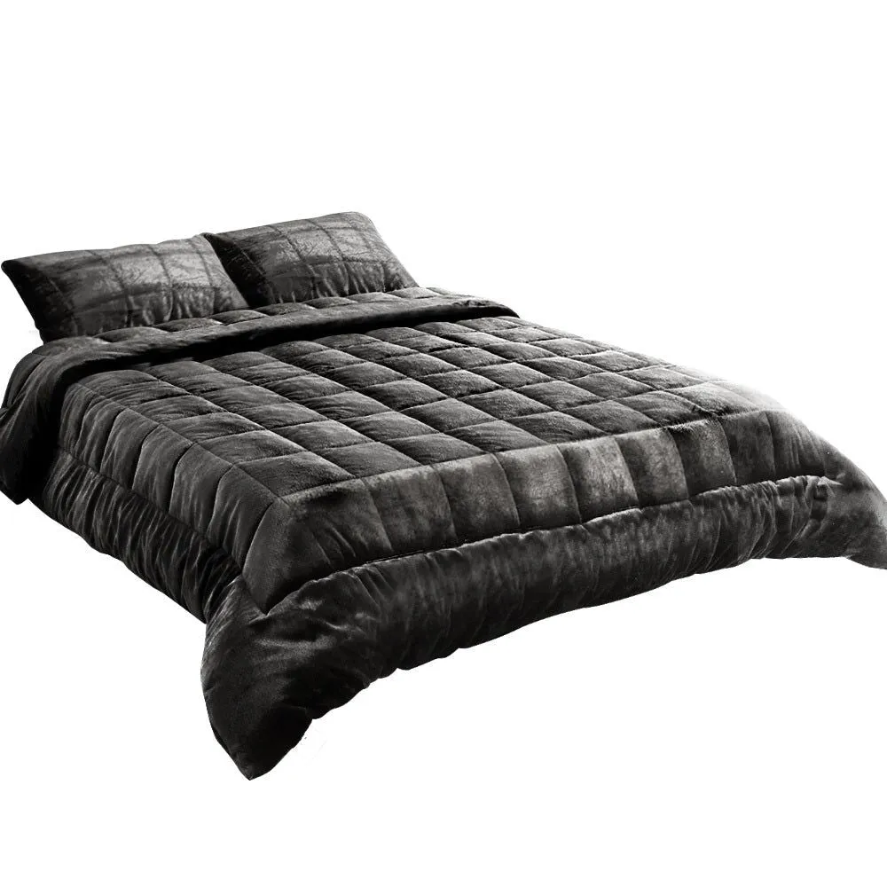 Giselle Bedding Faux Mink Quilt Super King Charcoal