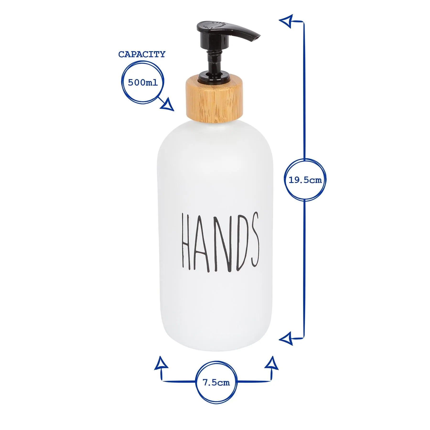 Glass Hand Soap Dispenser - 500ml - White - By Harbour Housewares