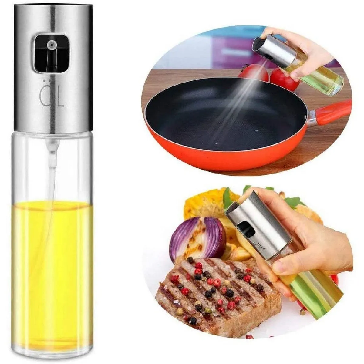 Glass Oil Spray Bottle Pump for Oil-Control Kitchen Olive Oil-Sprayer Pot Bottle Dispenser Gadget Cooking Tools For BBQ, Baking, Frying, Salad