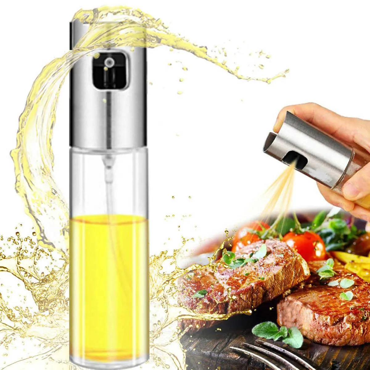 Glass Oil Spray Bottle Pump for Oil-Control Kitchen Olive Oil-Sprayer Pot Bottle Dispenser Gadget Cooking Tools For BBQ, Baking, Frying, Salad