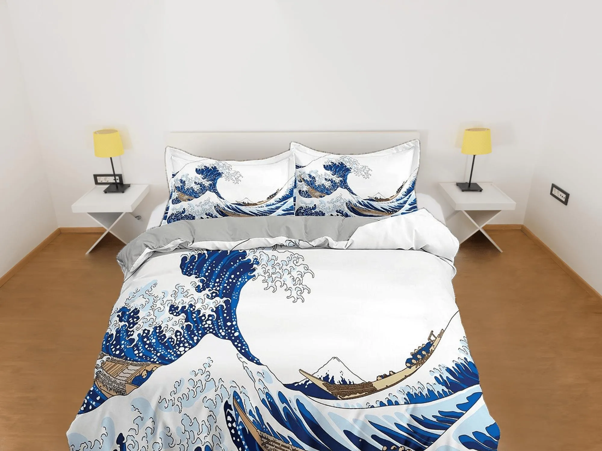 Great Wave Bedding, Japanese Bedding, Japanese Art Duvet Cover Set, Bed Coverlet, Aesthetic Duvet Cover King Queen Full Twin Double Single