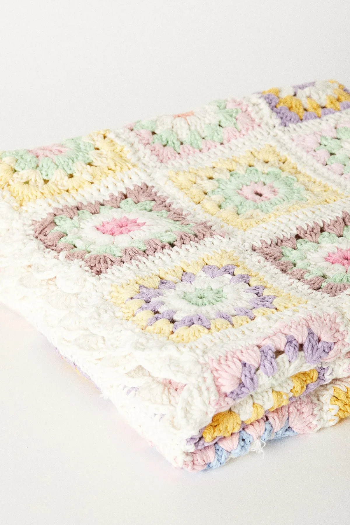 Handknitted Blanket | Yellow & Pink | Made with Organic Cotton Yarn | 80x90 cm