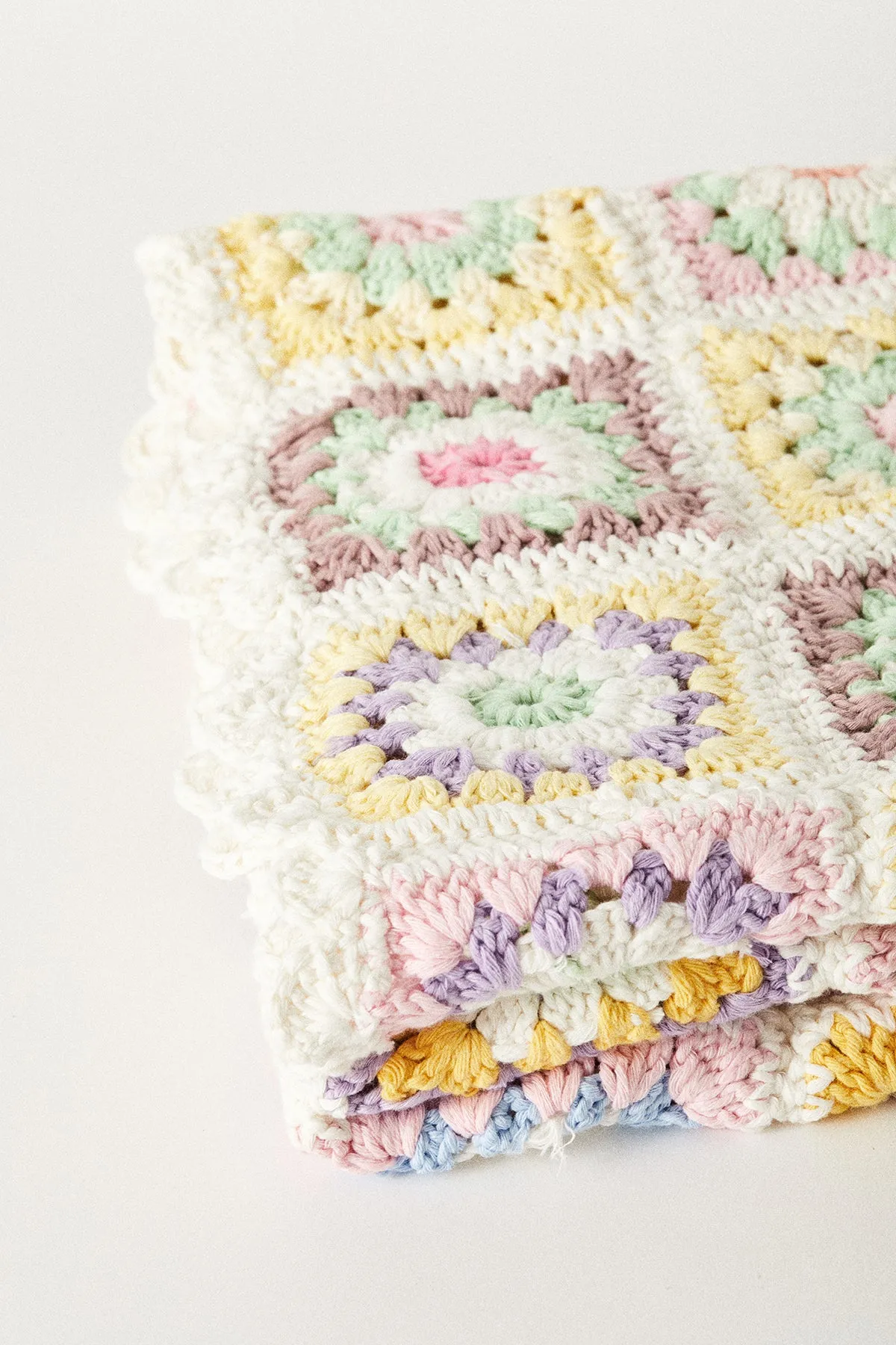 Handknitted Blanket | Yellow & Pink | Made with Organic Cotton Yarn | 80x90 cm