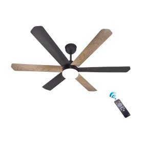 HAVAI Pristine Dualtone Range BLDC Ceiling Fan - 6 Blades - 35W, Ashwood and Smoke Brown 1200mm Blade with Remote (White Motor – 0.5W LED)