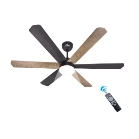 HAVAI Pristine Dualtone Range BLDC Ceiling Fan - 6 Blades - 35W, Ashwood and Smoke Brown 1200mm Blade with Remote (White Motor – 9W LED)