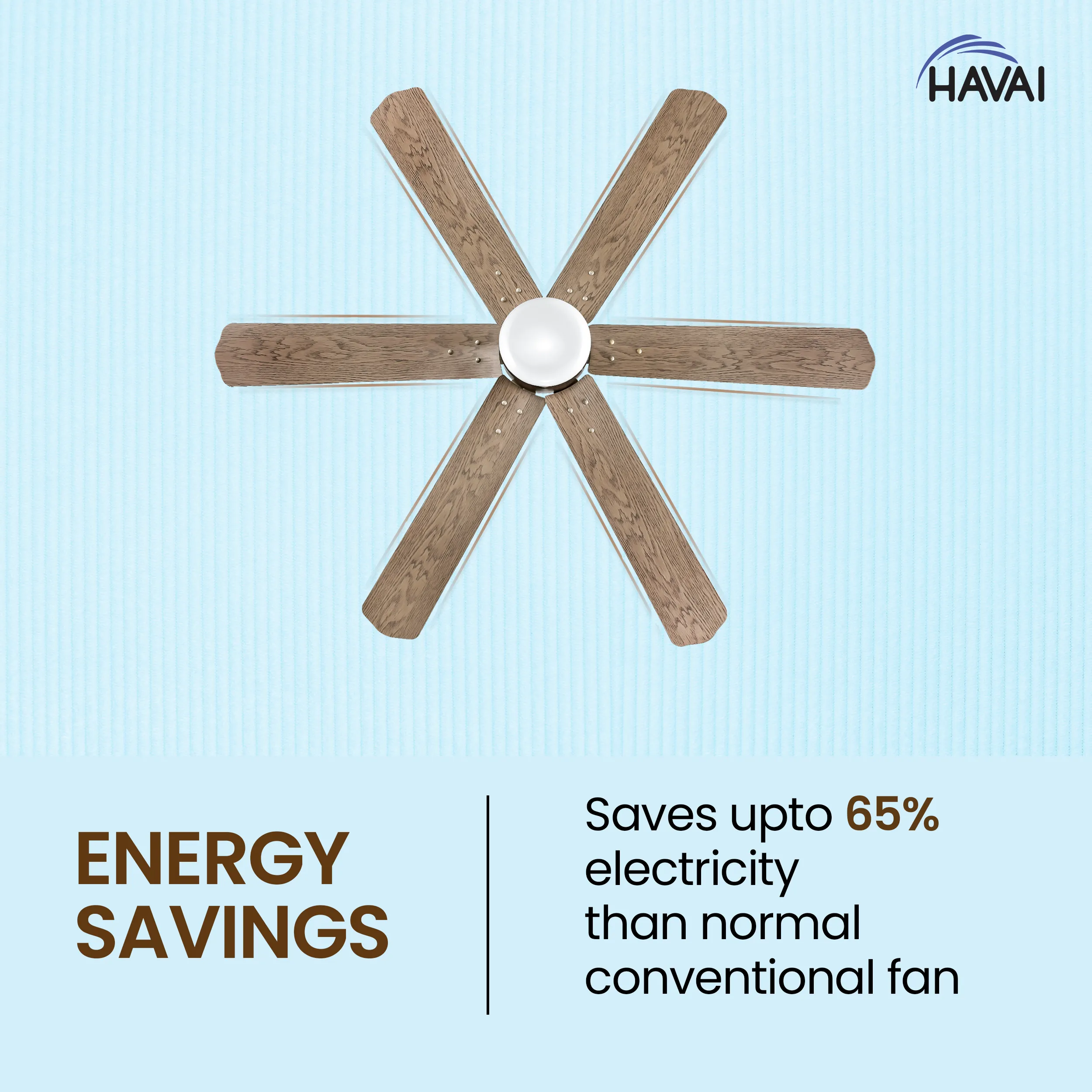 HAVAI Pristine Wooden Range BLDC Ceiling Fan - 6 Blades - 35W, Ashwood 1200mm Blade with Remote (WHITE 0.5 LED)…