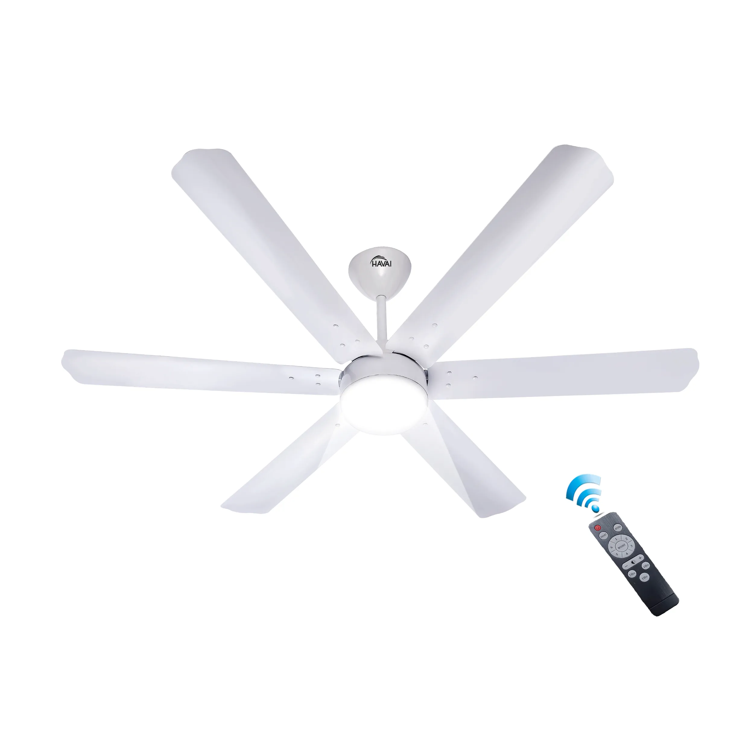 HAVAI Spinel BLDC Ceiling Fan 35W, 1200mm Blade with Remote - Pearl White, 9W LED Light