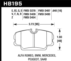 Hawk Brake Pad - Rear (HB195U.640)