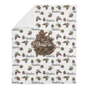 *HOLIDAY LIMITED EDITION* Personalized Name Minky Blanket -  PINECONES