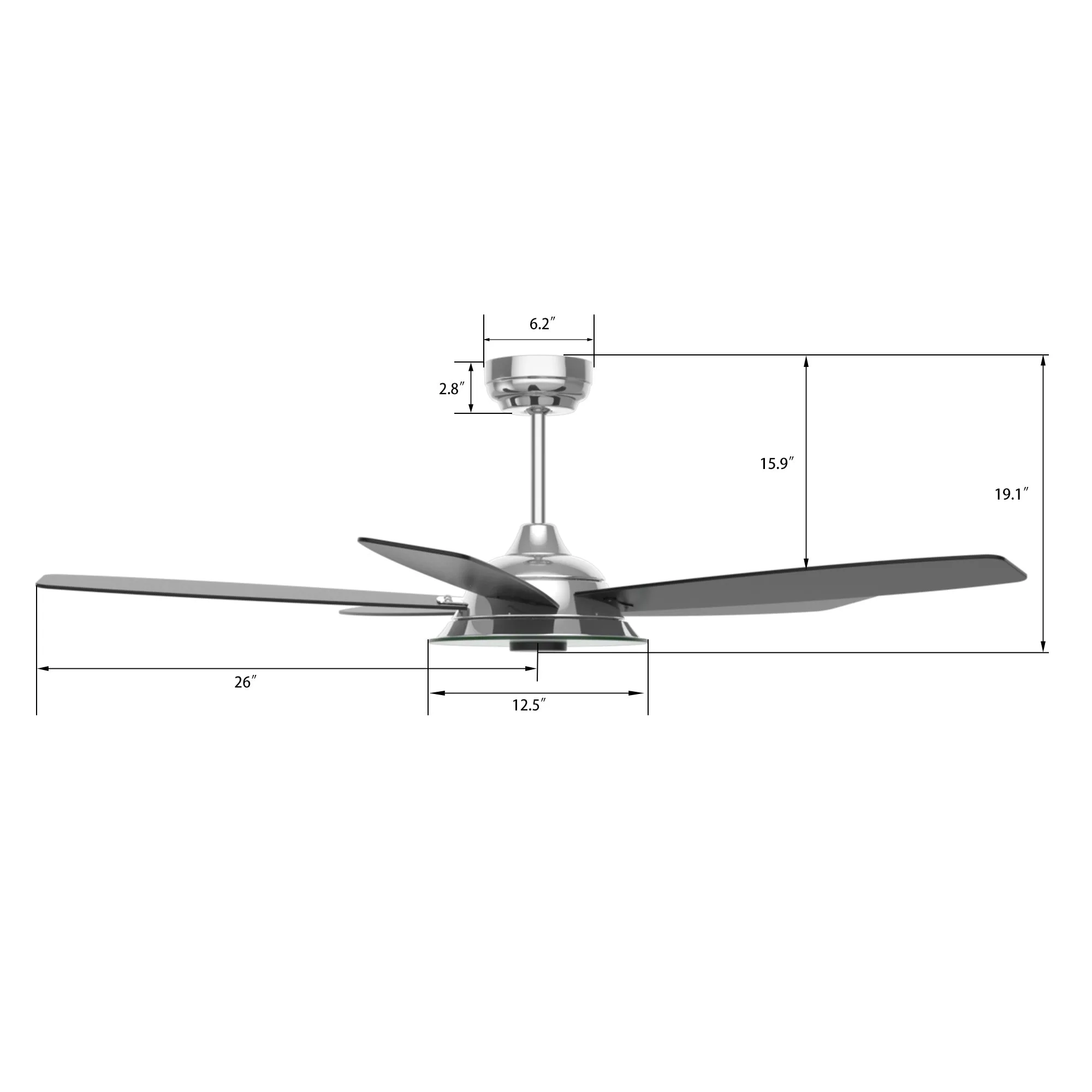 JOURNEY 52 inch 5-Blade Smart Ceiling Fan with LED Light Kit & Remote - Silver/Black