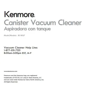 Kenmore Air Purifier User Manual Model-BC4027