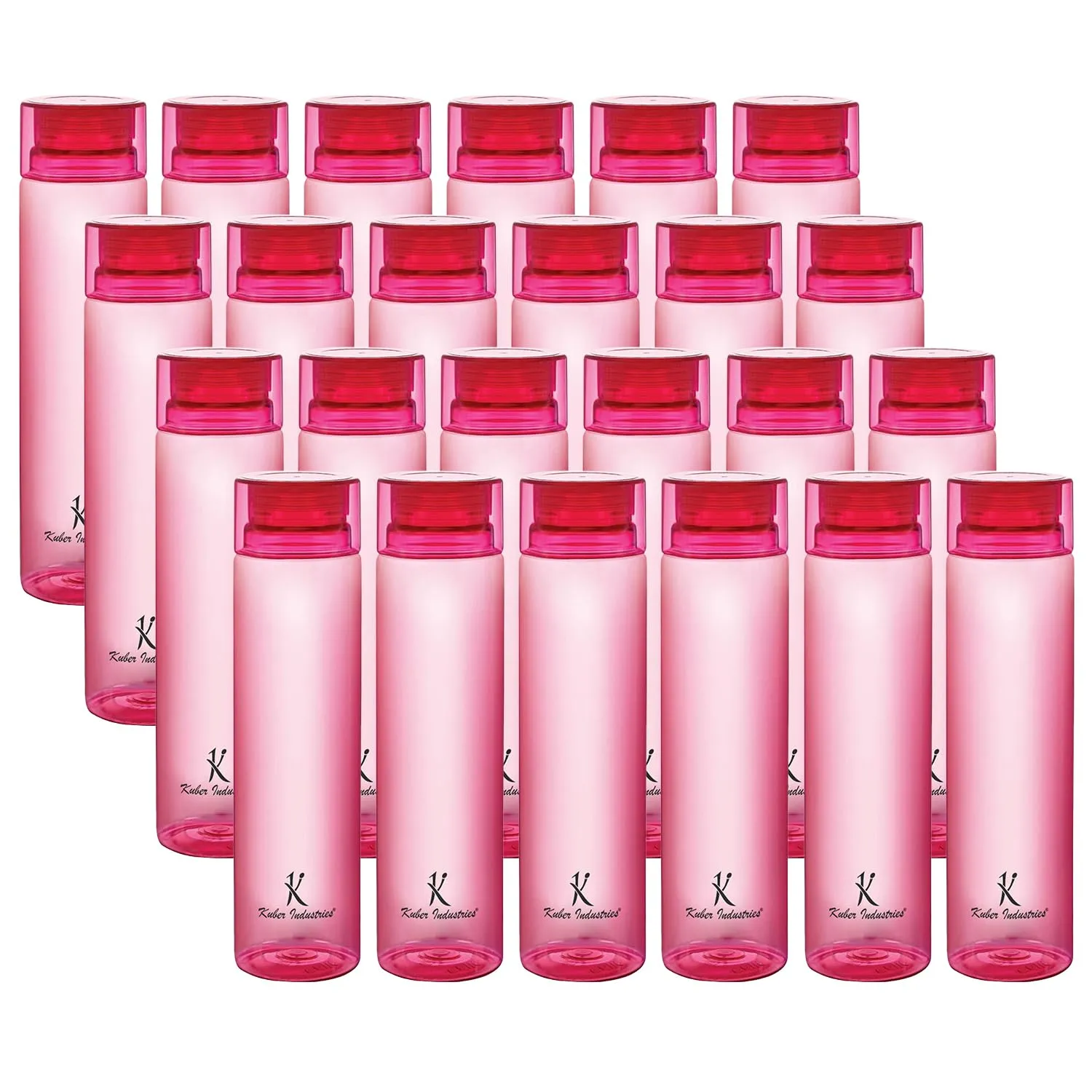 Kuber Industries BPA Free Plastic Water Bottles | Breakproof, Leakproof, Food Grade PET Bottles | Water Bottle for Kids & Adults | Plastic Bottle Set of 4 |Pink (Pack Of 6)