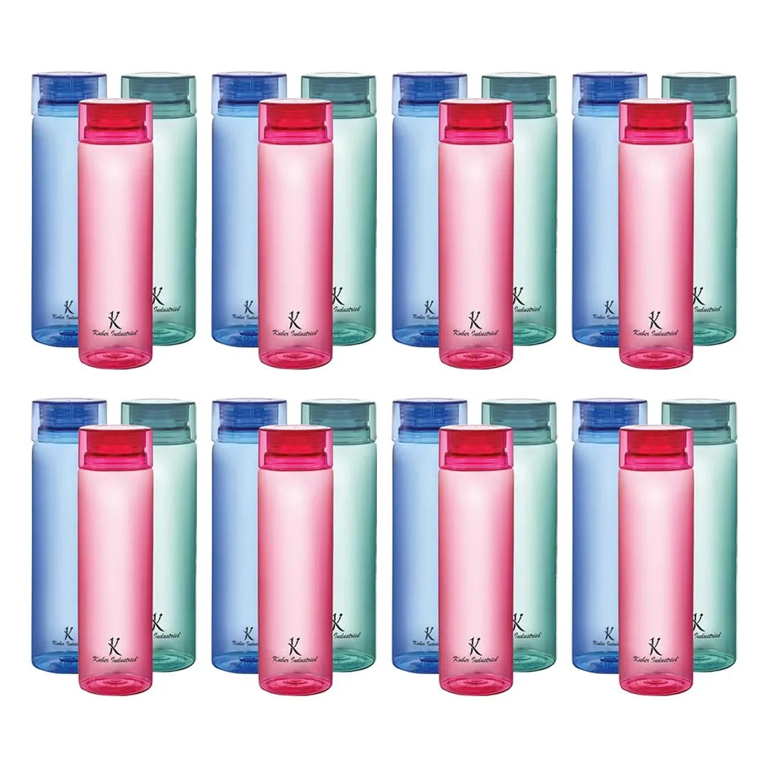 Kuber Industries BPA Free Plastic Water Bottles | Breakproof, Leakproof, Food Grade PET Bottles | Water Bottle for Kids & Adults | Plastic Bottle Set of 6 |Assorted (Pack of 4)