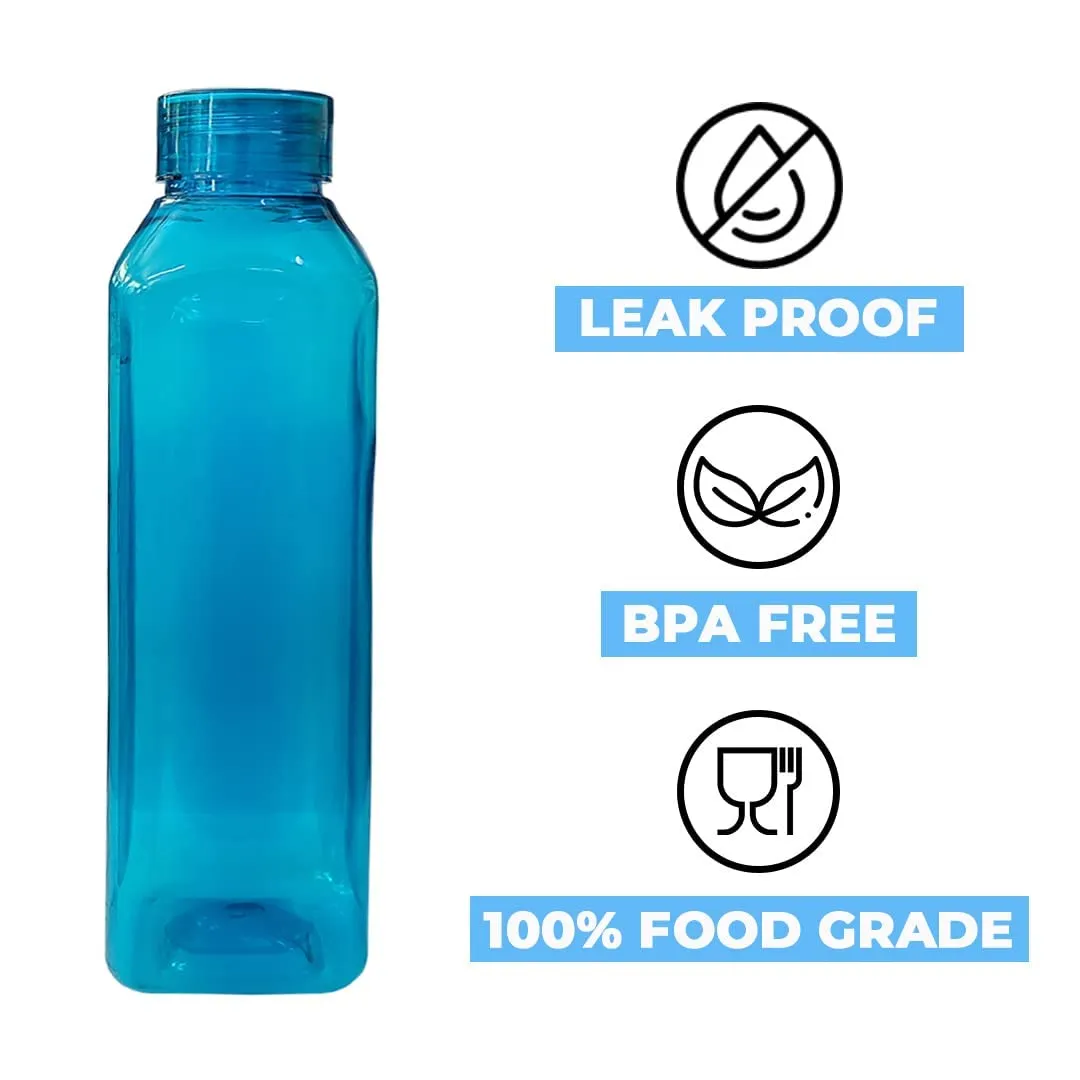 Kuber Industries BPA Free Plastic Water Bottles | Breakproof, Leakproof, Food Grade PET Bottles | Water Bottle for Kids & Adults | Plastic Bottle Set of 6 |Green (Pack of 5)