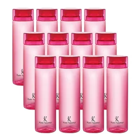 Kuber Industries BPA Free Plastic Water Bottles | Breakproof, Leakproof, Food Grade PET Bottles | Water Bottle for Kids & Adults | Plastic Bottle Set of 6 |Pink (Pack of 2)