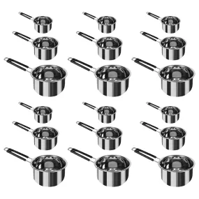 Kuber Industries Set of 3 Stainless Steel Saucepan/Tea Pan|1.1 L, 1.5 L, 2.2 L Capacity|Silicon Handle|Thick Base for Boiling Milk & Tea|Heavy Duty Gauge|Tapeli Patila, Sauce Pot Cookware (Pack of 6)