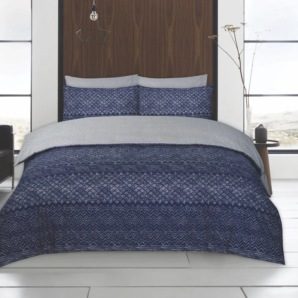 Lewis's Twin Pack Hadrian / Damond Duvet Set - Denim