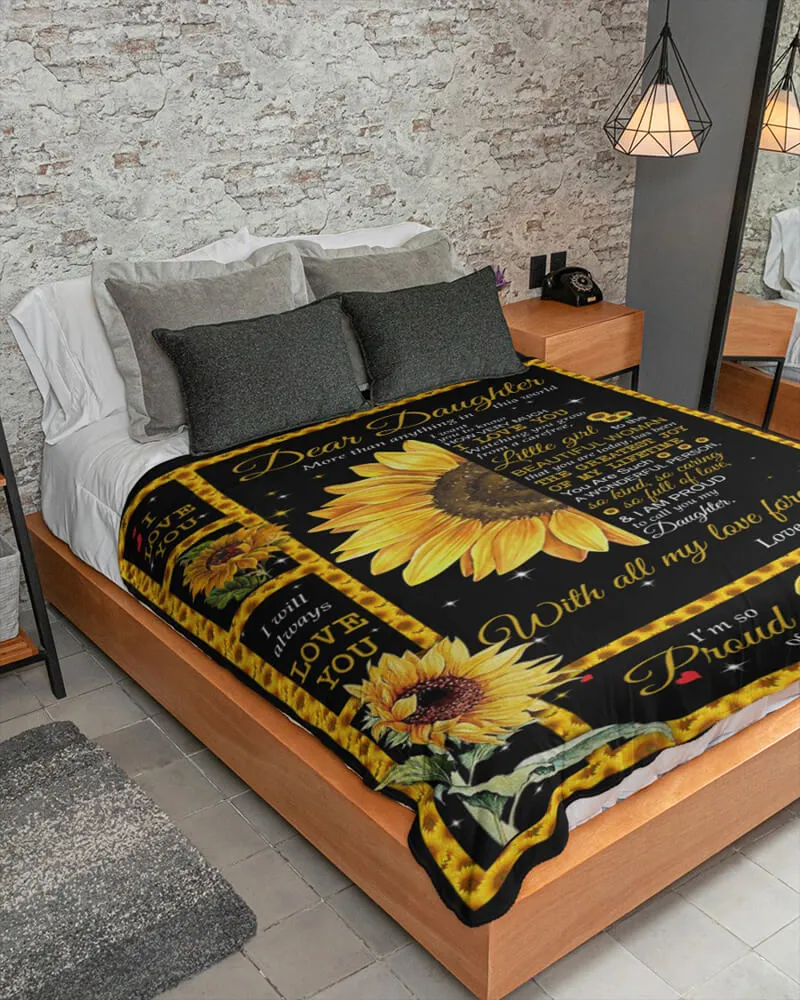 Lovely Gift For Daughter - From Mom - I Love You Sunflower Blanket F020 - Premium Blanket