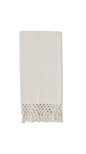 Macrame White Throw Blanket By Mud Pie