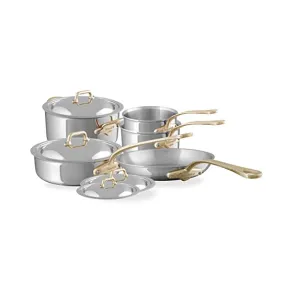 Mauviel M'COOK B 5-Ply 9-Piece Cookware Set With Brass Handles