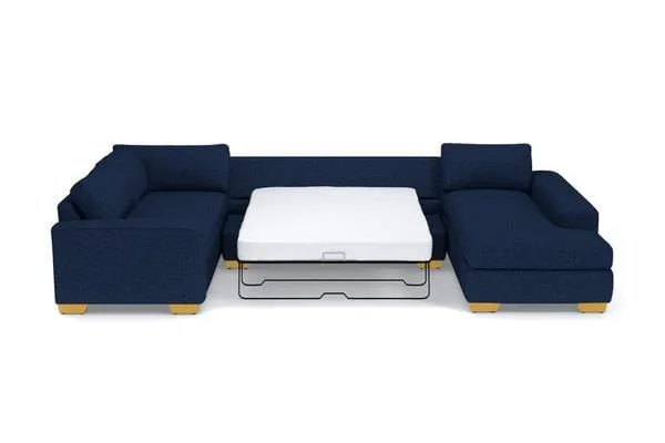 Melrose 3pc Sleeper Sectional :: Leg Finish: Natural / Configuration: RAF - Chaise on the Right / Sleeper Option: Memory Foam Mattress