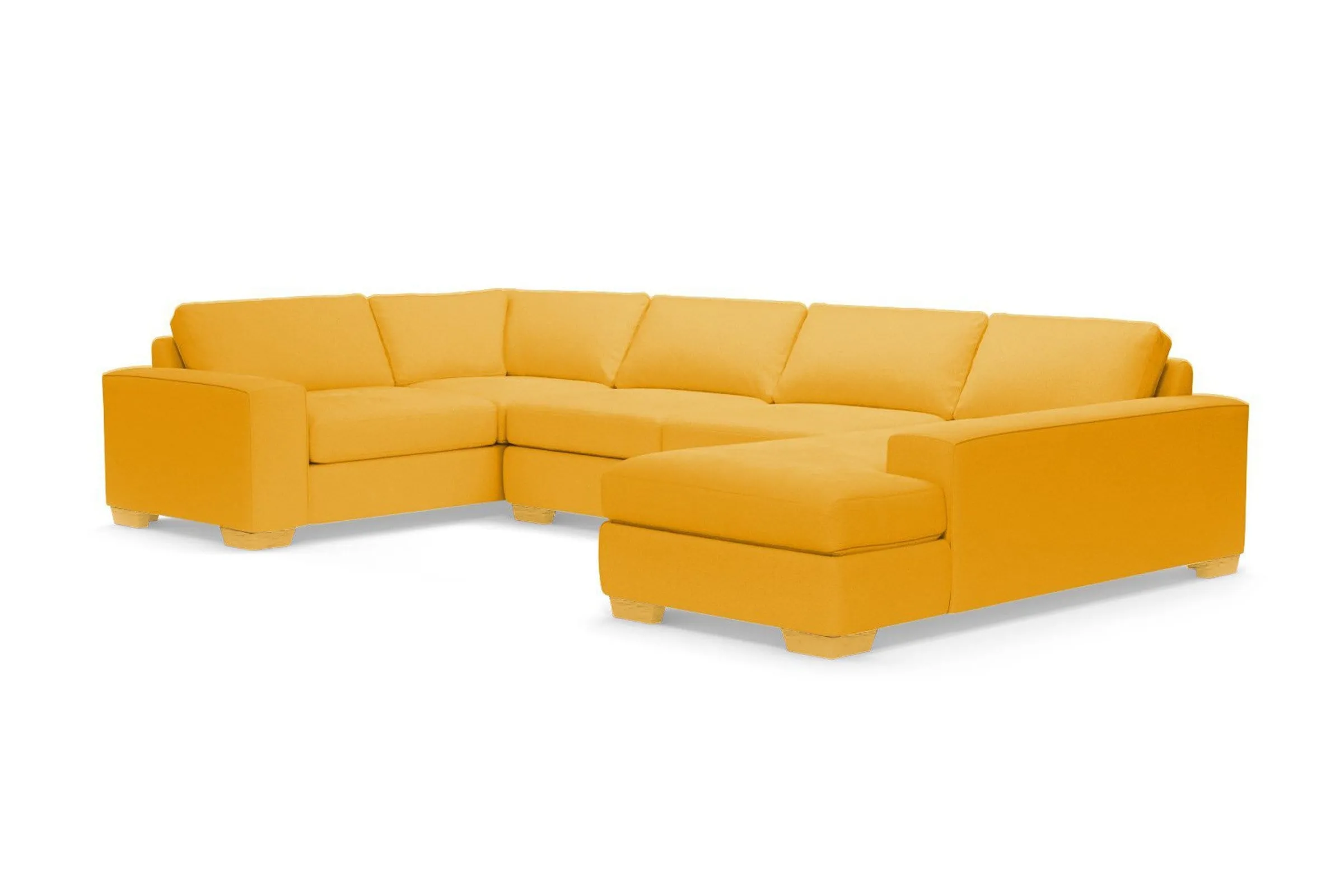 Melrose 3pc Sleeper Sectional :: Leg Finish: Natural / Configuration: RAF - Chaise on the Right / Sleeper Option: Memory Foam Mattress